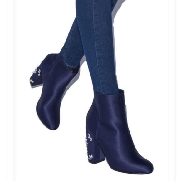 Satin RHINESTONE Heel BOOTIES - Picture 5 of 8